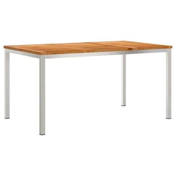 5-teilige Garten Esstisch Set aus massivem Teakholz, Outdoor Esstisch 150x90x75 cm aus massivem Teakholz, Stapelbare Gartenstühle 4 Stück aus massivem Teakholz und Stahl