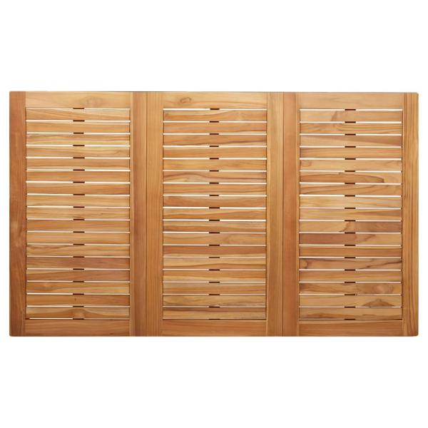 5-teilige Garten Esstisch Set aus massivem Teakholz, Outdoor Esstisch 150x90x75 cm aus massivem Teakholz, Stapelbare Gartenstühle 4 Stück aus massivem Teakholz und Stahl