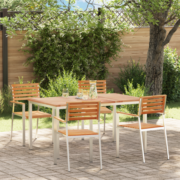 Garten Essgruppe 5 pcs Massives Teakholz und Edelstahl