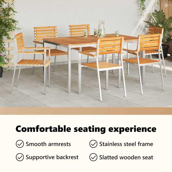 Garten Essgruppe 7 pcs Massives Teakholz und Edelstahl