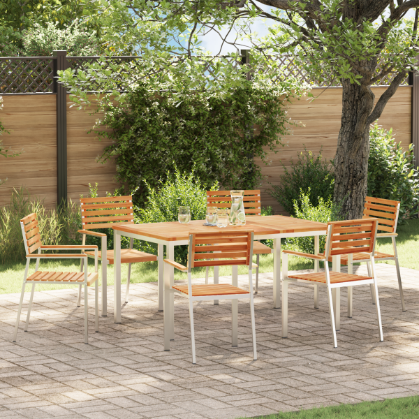 Garten Essgruppe 7 pcs Massives Teakholz und Edelstahl
