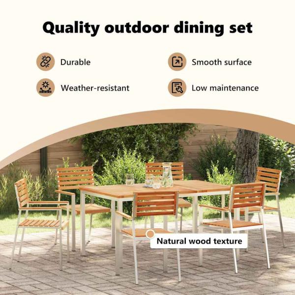 Garten Essgruppe 7 pcs Massives Teakholz und Edelstahl