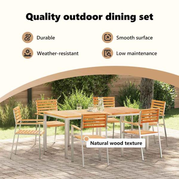 Garten Essgruppe 7 pcs Massives Teakholz und Edelstahl