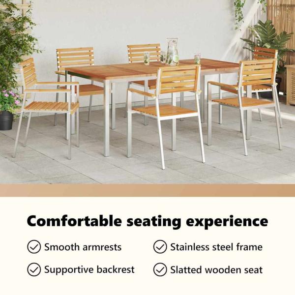 Garten Essgruppe 7 pcs Massives Teakholz und Edelstahl
