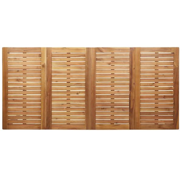 7-teiliges Gartentischset aus massivem Holz Teak, Outdoor-Eßtisch 200x90x74,5 cm aus massivem Holz Teak, Stapelbare Gartenstühle 2 Stück aus massivem Holz Teak und Stahl, Stapelbare Gartenstühle 4 Stück aus massivem Holz Teak und Stahl