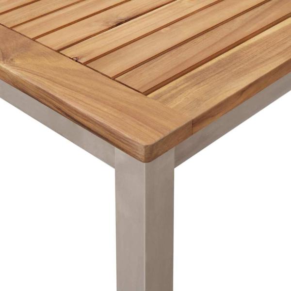 9-teiliges Garten Essset Massivholz Teak, Garten Esstisch 200x90x74.5 cm Massivholz Teak, Stapelbare Gartenstühle 4 Stück Massivholz Teak und Stahl