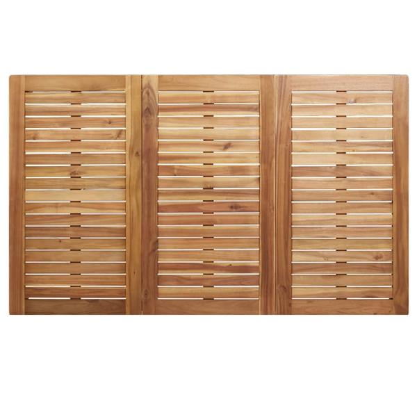 7-teiliges Garten Essgruppe aus massivem Akazienholz, Esstisch 150x90x75 cm aus massivem Akazienholz, Stapelbare Gartenstühle 2 Stück aus massivem Akazienholz und Metall, Stapelbare Gartenstühle 4 Stück aus massivem Akazienholz und Metall