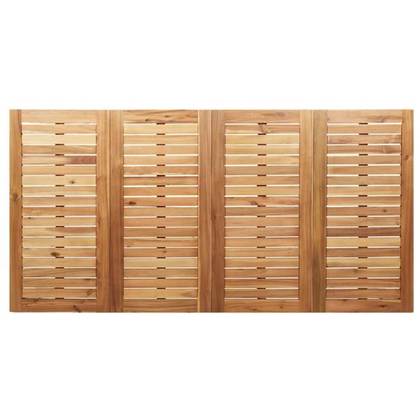 7-teilige Garten Essgruppe aus massivem Akazienholz, Outdoor Esstisch 200x90x74,5 cm aus massivem Akazienholz, Stapelbare Gartenstühle 2 Stück aus massivem Akazienholz und Metall, Stapelbare Gartenstühle 4 Stück aus massivem Akazienholz und Metall