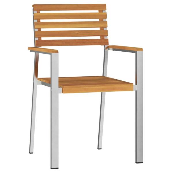 Stapelbare Gartenstühle 6 Stk 54.5x56x89 cm Massivholz Akazie, Stapelbare Gartenstühle 2 Stk Massivholz Akazie und Stahl, Stapelbare Gartenstühle 4 Stk Massivholz Akazie und Stahl