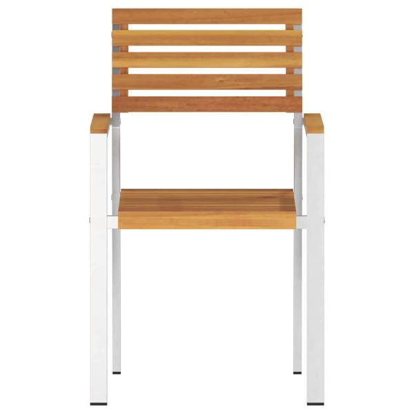 Stapelbare Gartenstühle 6 Stk 54.5x56x89 cm Massivholz Akazie, Stapelbare Gartenstühle 2 Stk Massivholz Akazie und Stahl, Stapelbare Gartenstühle 4 Stk Massivholz Akazie und Stahl
