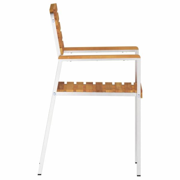 Stapelbare Gartenstühle 6 Stk 54.5x56x89 cm Massivholz Akazie, Stapelbare Gartenstühle 2 Stk Massivholz Akazie und Stahl, Stapelbare Gartenstühle 4 Stk Massivholz Akazie und Stahl