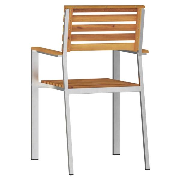 Stapelbare Gartenstühle 6 Stk 54.5x56x89 cm Massivholz Akazie, Stapelbare Gartenstühle 2 Stk Massivholz Akazie und Stahl, Stapelbare Gartenstühle 4 Stk Massivholz Akazie und Stahl