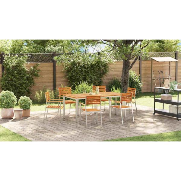 Gartenstuhl 6 pcs Massives Akazienholz und Edelstahl