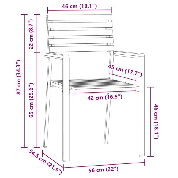 Stapelbare Gartenstühle 6 Stk 54.5x56x89 cm Massivholz Akazie, Stapelbare Gartenstühle 2 Stk Massivholz Akazie und Stahl, Stapelbare Gartenstühle 4 Stk Massivholz Akazie und Stahl