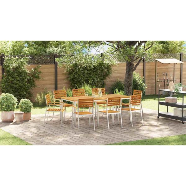 Stapelbare Gartenstühle 8 Stück 54.5x56x89 cm Massivholz Akazie, Stapelbare Gartenstühle 4 Stück Massivholz Akazie und Stahl