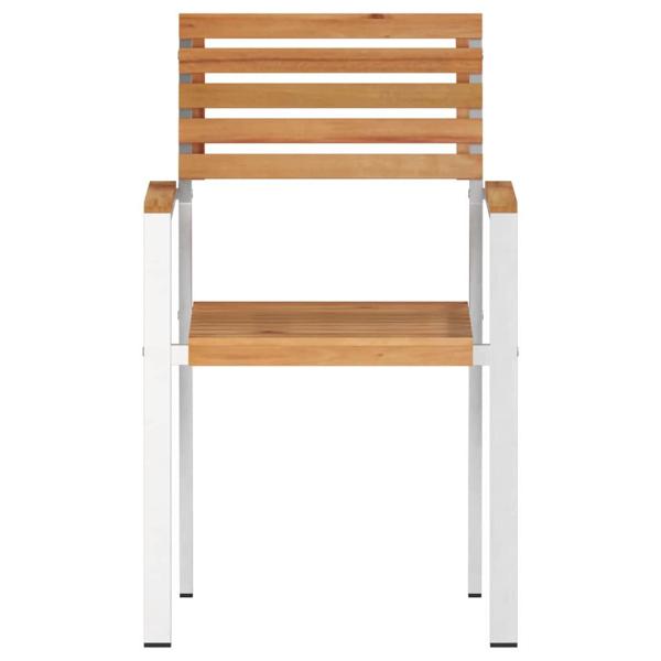 Stapelbare Gartenstühle 8 stk 54,5x56x89 cm Massivholz Teak, Stapelbare Gartenstühle 4 stk Massivholz Teak und Stahl