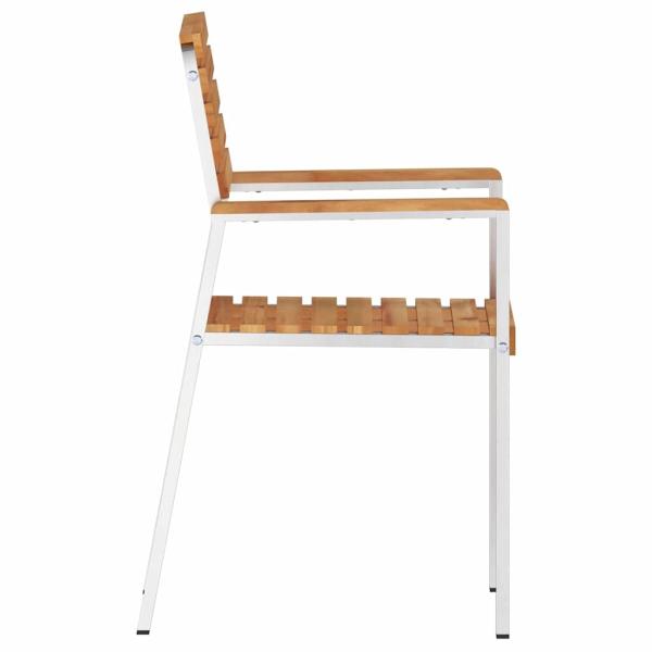 Stapelbare Gartenstühle 8 stk 54,5x56x89 cm Massivholz Teak, Stapelbare Gartenstühle 4 stk Massivholz Teak und Stahl
