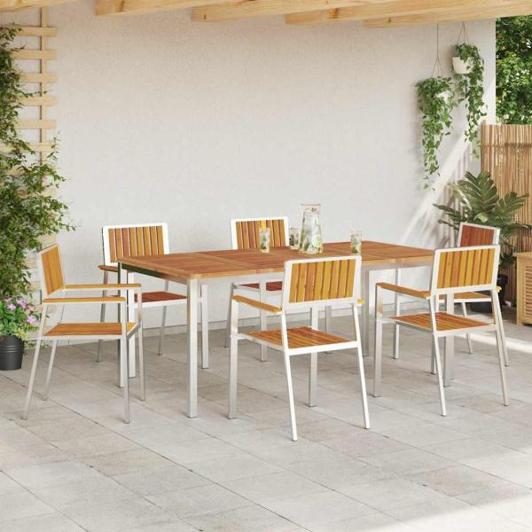 Stapelgartenstühle 6 Stück 54.5x56x87 cm Massivholz Akazie, Stapelgartenstühle 2 Stück Massivholz Akazie und Metall, Stapelgartenstühle 4 Stück Massivholz Akazie und Metall