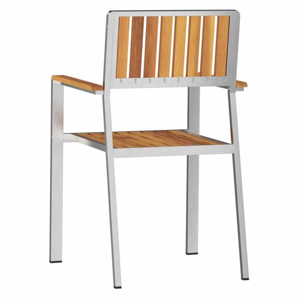stapelbare Gartenstühle 8 Stück 54.5x56x87 cm Massivholz Teak, stapelbare Gartenstühle 4 Stück Massivholz Teak und Metall