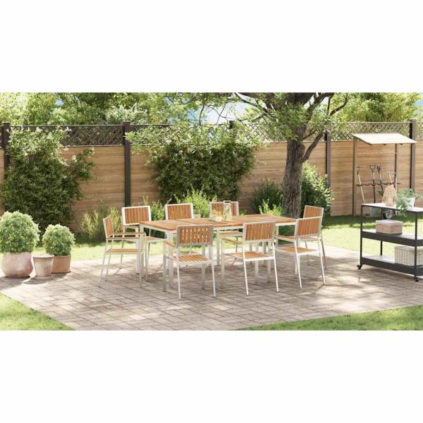 stapelbare Gartenstühle 8 Stück 54.5x56x87 cm Massivholz Teak, stapelbare Gartenstühle 4 Stück Massivholz Teak und Metall