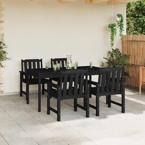 Garten-Essstühle 4 Stück Schwarz 65,5x55,5x88 cm HDPE, Garten-Essstühle 2 Stück Schwarz HDPE
