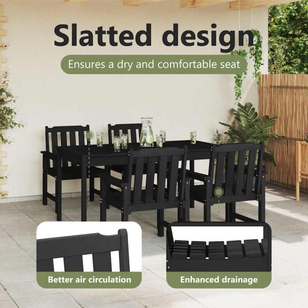 Garten-Essstühle 4 Stück Schwarz 65,5x55,5x88 cm HDPE, Garten-Essstühle 2 Stück Schwarz HDPE