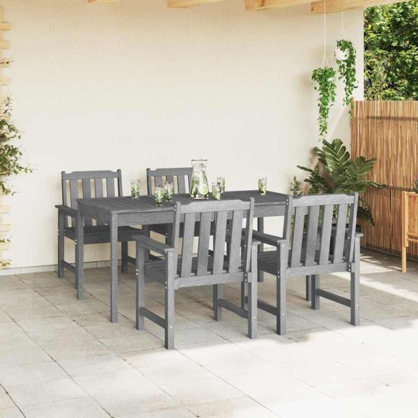 Garten-Essstühle 4 Stück Hellgrau 65,5x55,5x88 cm HDPE, Garten-Essstühle 2 Stück Hellgrau HDPE