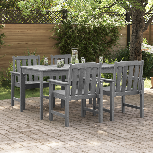 Garten-Essstühle 4 Stück Hellgrau 65,5x55,5x88 cm HDPE, Garten-Essstühle 2 Stück Hellgrau HDPE