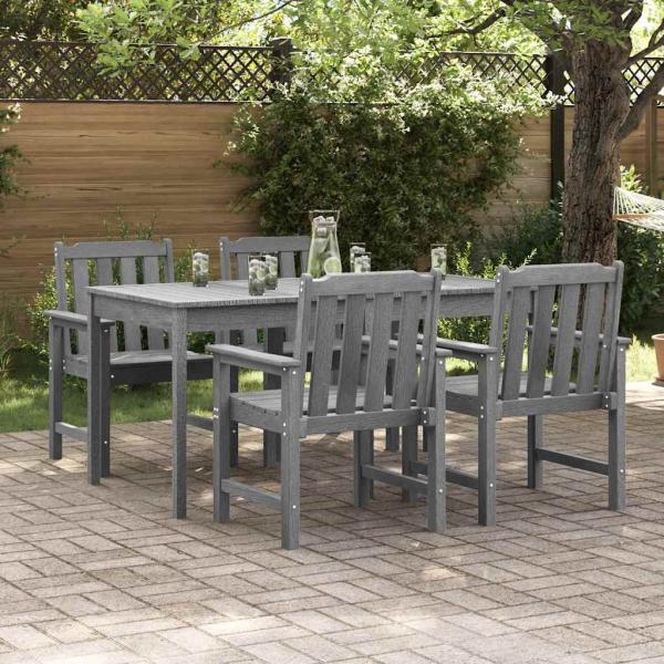 Garten-Essstühle 4 Stück Hellgrau 65,5x55,5x88 cm HDPE, Garten-Essstühle 2 Stück Hellgrau HDPE