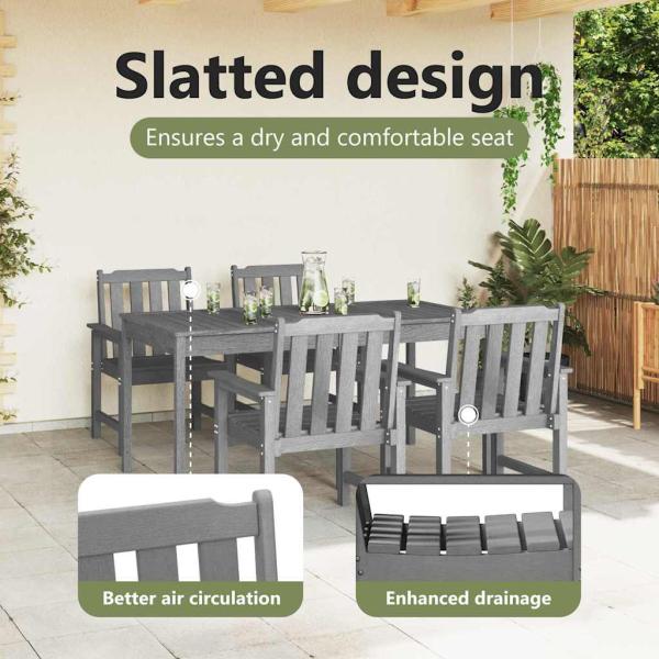 Garten-Essstühle 4 Stück Hellgrau 65,5x55,5x88 cm HDPE, Garten-Essstühle 2 Stück Hellgrau HDPE