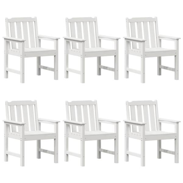 Garten-Essstühle 6 Teile Weiß 65,5x55,5x88 cm HDPE, Garten-Essstühle 2 Teile Weiß HDPE