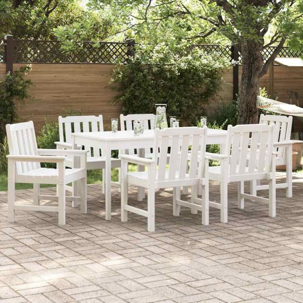 Garten-Essstühle 6 Teile Weiß 65,5x55,5x88 cm HDPE, Garten-Essstühle 2 Teile Weiß HDPE