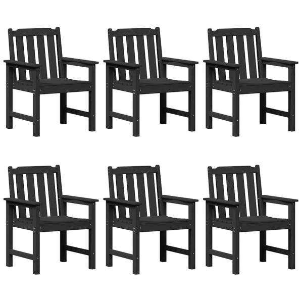 Garten-Essstühle 6 Stück Schwarz 65,5x55,5x88 cm HDPE, Garten-Essstühle 2 Stück Schwarz HDPE