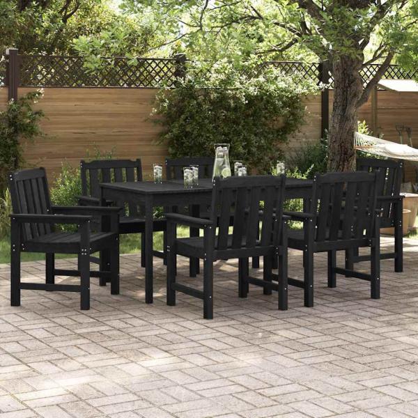Garten-Essstühle 6 Stück Schwarz 65,5x55,5x88 cm HDPE, Garten-Essstühle 2 Stück Schwarz HDPE