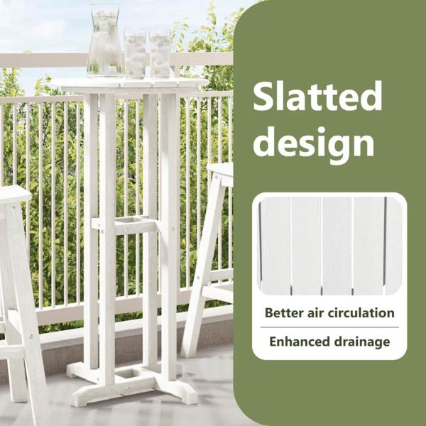 3-teiliges Garten Bar Set Weiß HDPE, Bartisch Weiß 55x55x107 cm HDPE, Barhocker 2 Stück Weiß HDPE