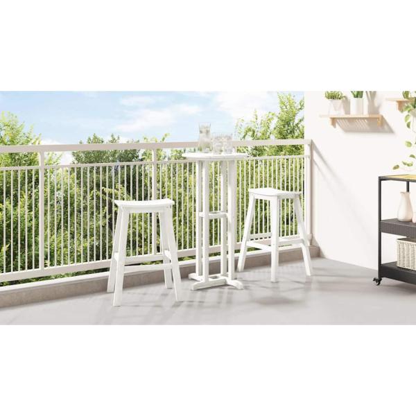 3-teiliges Garten Bar Set Weiß HDPE, Bartisch Weiß 55x55x107 cm HDPE, Barhocker 2 Stück Weiß HDPE