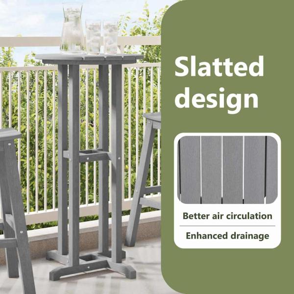 Garten Bar Set 3 pcs Hellgrau HDPE