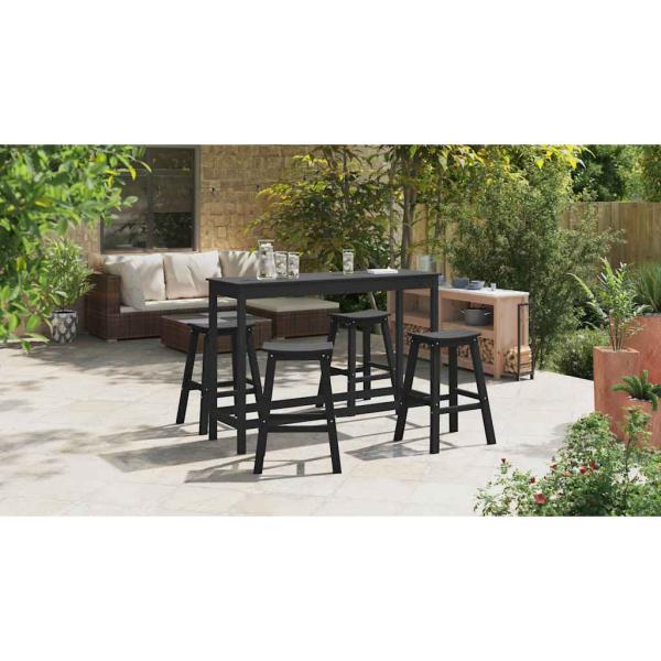 Garten Bar Set 4 pcs Schwarz HDPE