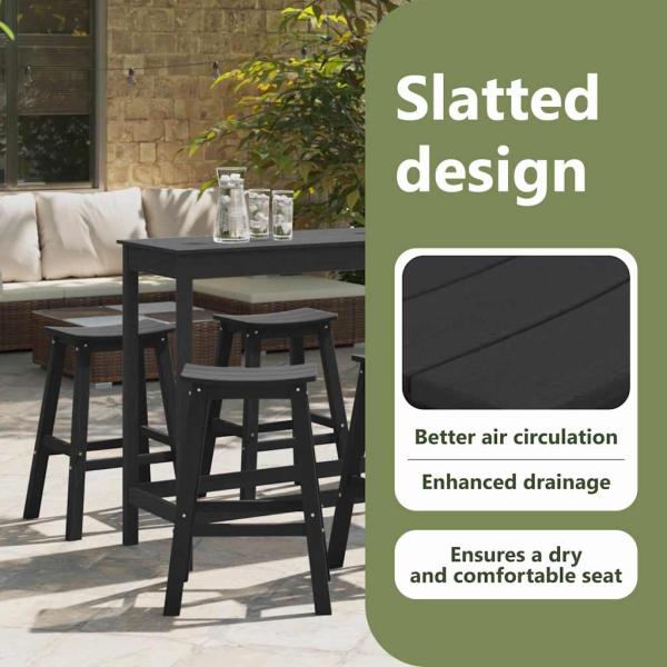 Garten Bar Set 6 pcs Schwarz HDPE