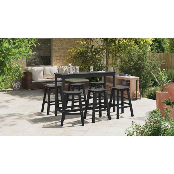 Garten Bar Set 6 pcs Schwarz HDPE