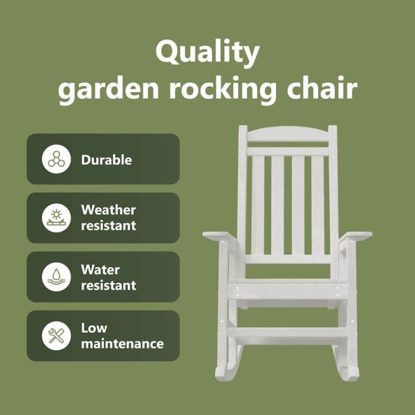 Garten Schaukelstühle 2 Stück Weiß 70x92x107,5 cm HDPE, Garten Schaukelstuhl Weiß 70x92x108 cm HDPE