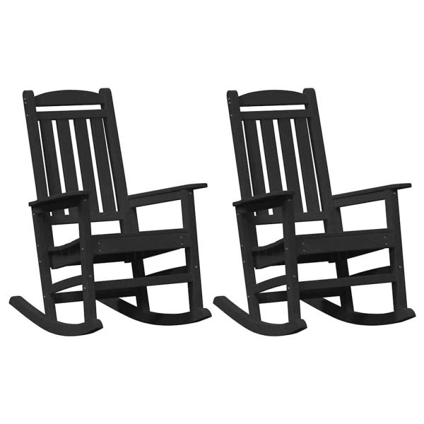 Garten Schaukelstühle 2 Stück Schwarz 70x92x107.5 cm HDPE, Garten Schaukelstuhl Schwarz 70x92x108 cm HDPE