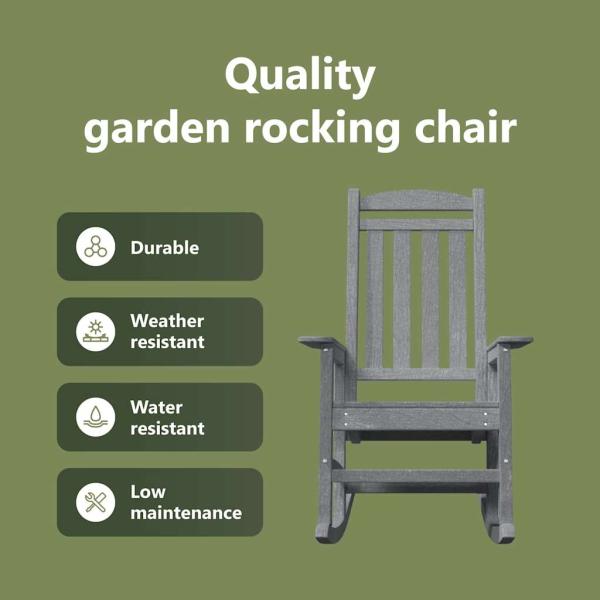 Garten Schaukelstühle 2 Stück Hellgrau 70x92x107,5 cm HDPE, Garten Schaukelstuhl Hellgrau 70x92x108 cm HDPE