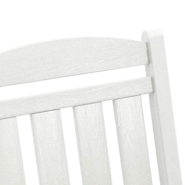 3-teiliges Garten Loungeset Weiß HDPE, Garten Schaukelstuhl Weiß 70x92x108 cm HDPE, Adirondack Beistelltisch Weiß 38x38x45 cm HDPE