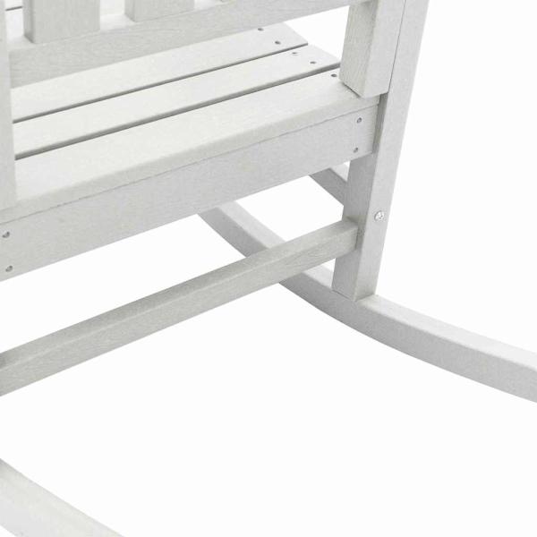 3-teiliges Garten Loungeset Weiß HDPE, Garten Schaukelstuhl Weiß 70x92x108 cm HDPE, Adirondack Beistelltisch Weiß 38x38x45 cm HDPE