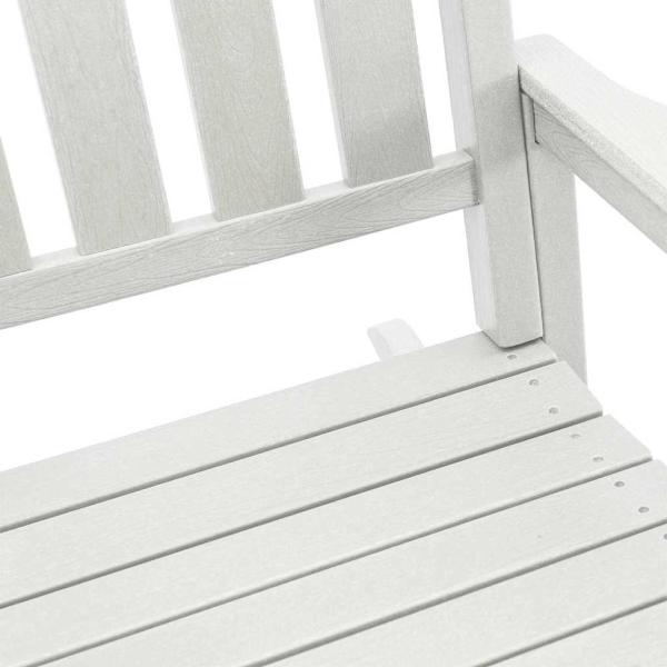 3-teiliges Garten Loungeset Weiß HDPE, Garten Schaukelstuhl Weiß 70x92x108 cm HDPE, Adirondack Beistelltisch Weiß 38x38x45 cm HDPE