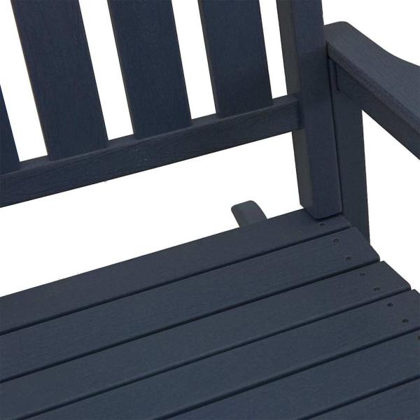 3 Teile Garten Lounge Set Marineblau HDPE, Garten Schaukelstuhl Marineblau 70x92x108 cm HDPE, Adirondack Beistelltisch Marineblau 38x38x46 cm HDPE