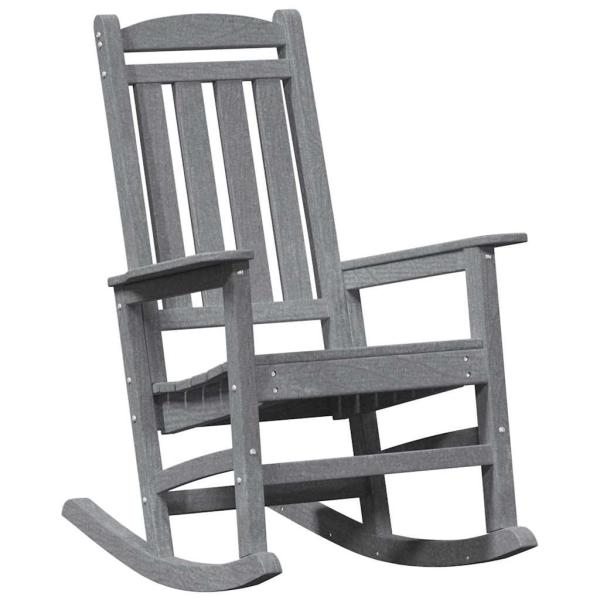 3 teiliges Garten Lounge Set Hellgrau HDPE, Garten Schaukelstuhl Hellgrau 70x92x108 cm HDPE, Adirondack Beistelltisch Hellgrau 38x38x45 cm HDPE