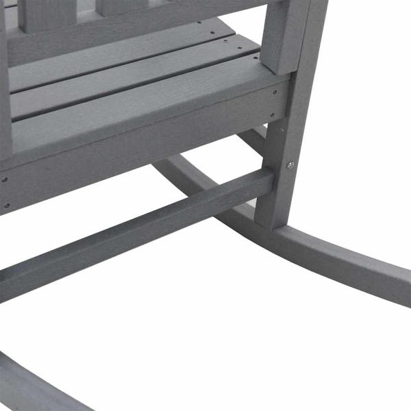 3 teiliges Garten Lounge Set Hellgrau HDPE, Garten Schaukelstuhl Hellgrau 70x92x108 cm HDPE, Adirondack Beistelltisch Hellgrau 38x38x45 cm HDPE