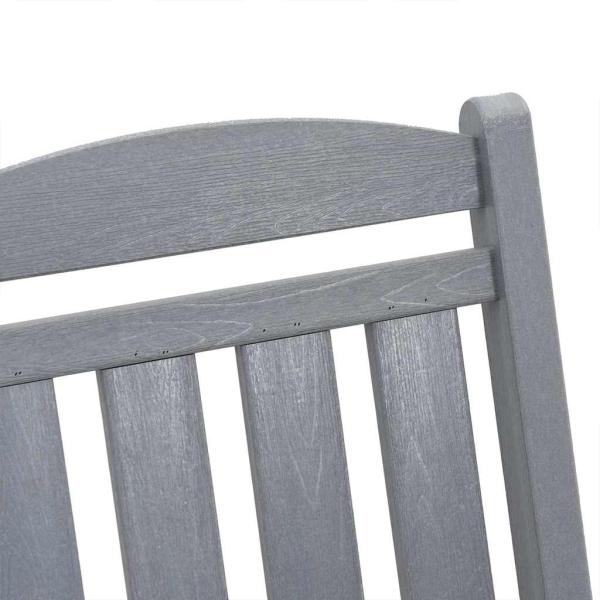 3 teiliges Garten Lounge Set Hellgrau HDPE, Garten Schaukelstuhl Hellgrau 70x92x108 cm HDPE, Adirondack Beistelltisch Hellgrau 38x38x45 cm HDPE